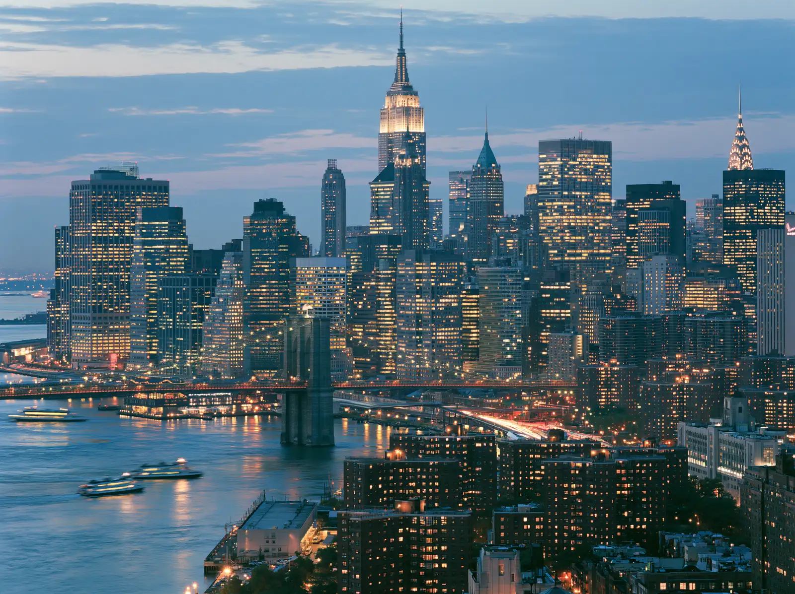 Manhattan seen across the water at dusk
