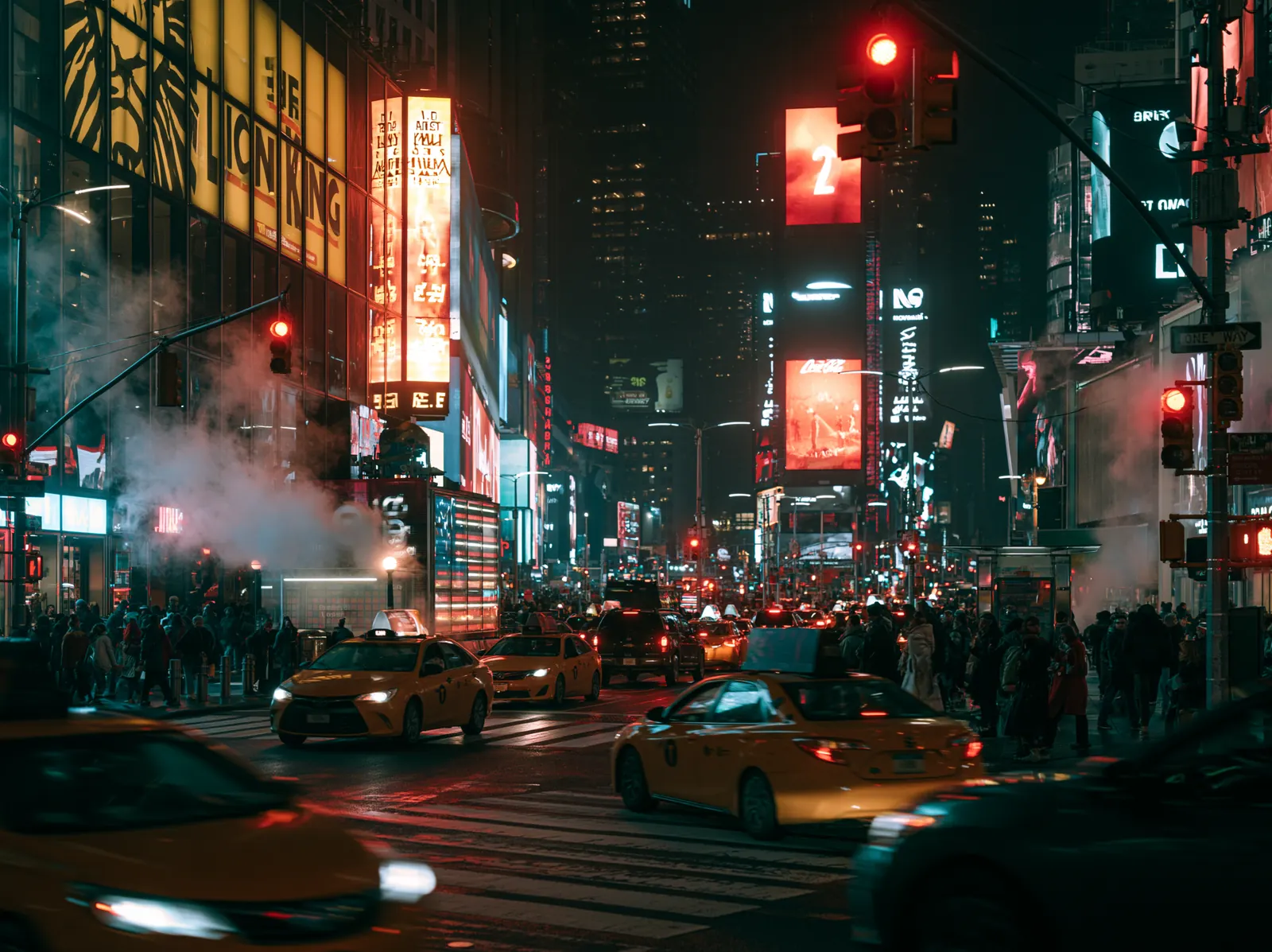 Times Square lit up at night