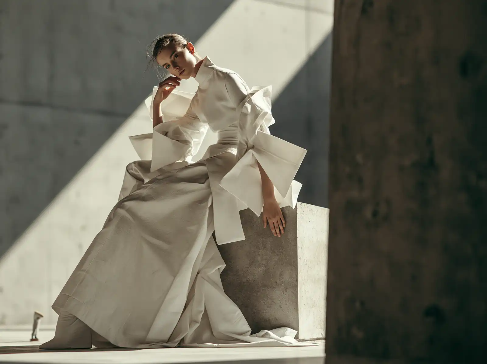 A sculptural couture gown