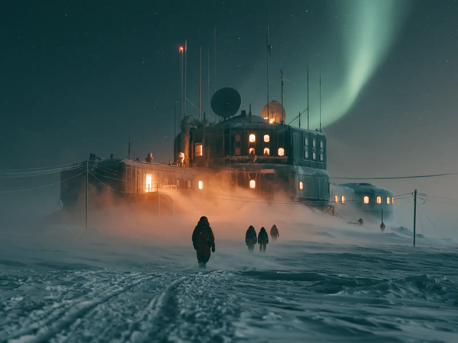 A research station in a blizzard