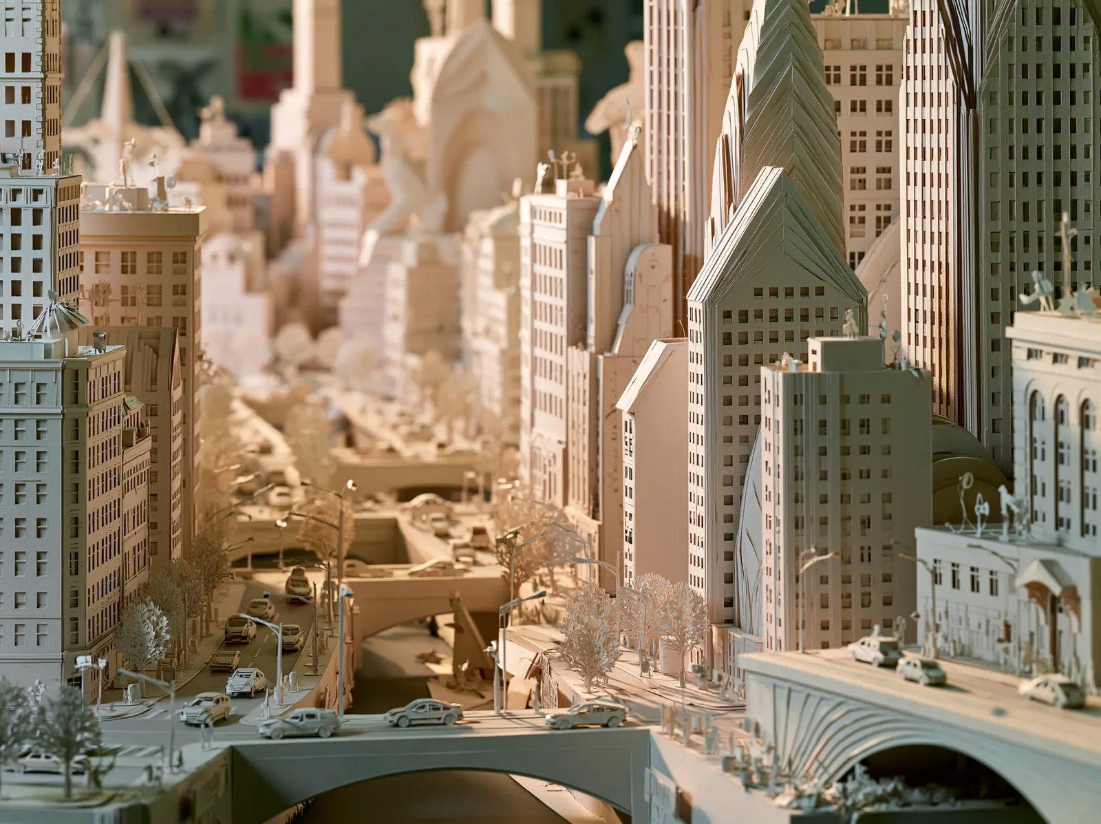 A city built out of cut and folded paper