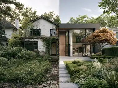 A house before and after renovation