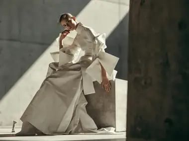 A sculptural couture gown