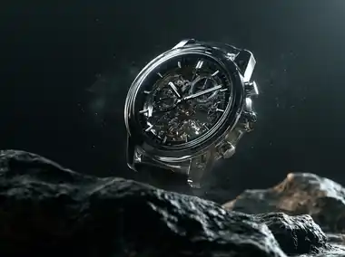 A skeleton watch on volcanic rock